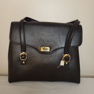 Vintage Brown Leather Handbag Satchel, New Old Stock MCM